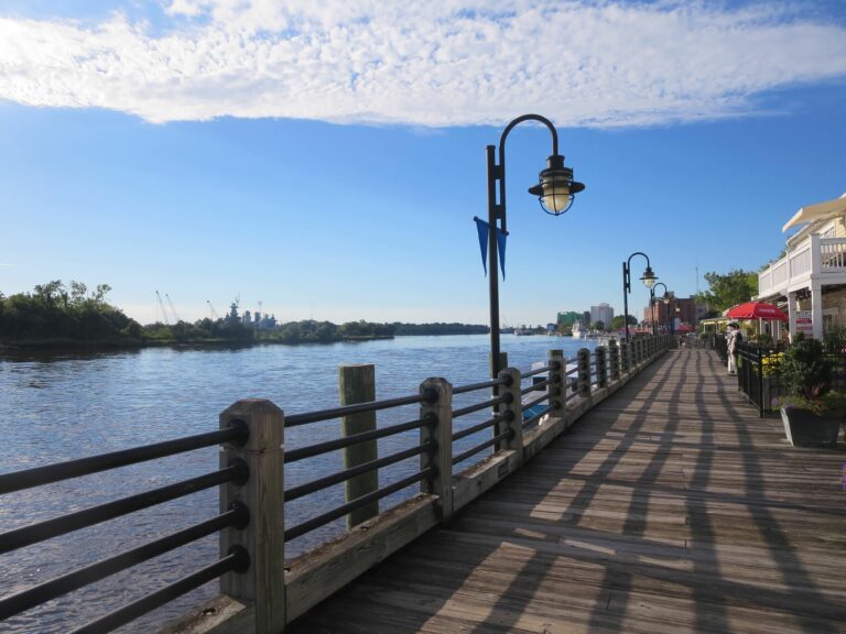 View of the Cape Fear River from the Riverwalk in downtown Wilmington, NC